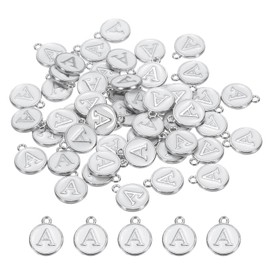 MECCANIXITY Alphabet-A Enamel Letter Charm Jewelry Charm Enamel Initial Charm White Pendant Charm for Jewelry Making, Bracelet, Craft, Pack of 50