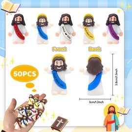 50 Pack Little Jesus Figures, Mini Jesus Figurines in Bulk, Small Jesus Loves You Figures, Miniature Jesus Resin to Hide, Pocket Gifts for Christmas and Easter Day