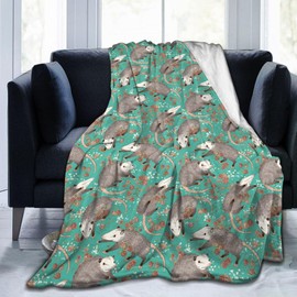 Carwayii Possum Blanket - Green Throw for Women Men, Soft Opossum Stuffed Animal Blanket for Bed, Birthday Gifts for Possum Lovers, 50''x60''