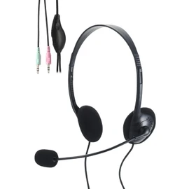 Elecom HS-HP14SBK Wired Headset, 3-Pole with Microphone, Overhead, Binaural, Lightweight, Compact, Windscreen, Volume Controller, Black