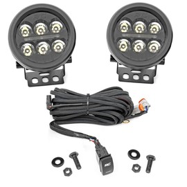 Rough Country RC Dual 3.5" Round LED Lights with Amber DRL - 36W, 3240 Lumen CREE LED, Spot Focus Beam Off-Road Lights for Jeeps, Trucks, UTV, ATV