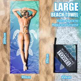 200 x 90 cm Microfibre Towel - Large Size Quick Drying Microfibre Beach Towels for adults, Sand-Free, Absorbentextra large Beach Towels for adults - Includes Storage Bag (Pineapple)