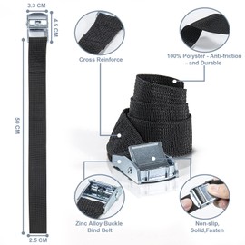 Pack of 10 50 cm black lashing straps, short fastening straps, fastening straps for bicycle, straps for attaching bicycle carriers, adjustable lashing straps with clamping lock, lashing strap for