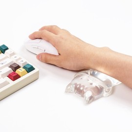 Ergonomic Silicone Gel Mouse Wrist Rest – Clear Cute Cat Mouse Wrist Rest, Comfort & Support for Typing and Gaming (White)