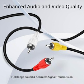 TNP 3 RCA Cable (15 FT) - 3RCA AV RCA Composite Video + 2RCA Stereo Audio M/M Male to Male Dual Shielded RCA Connector Plug Jack Wire Cord