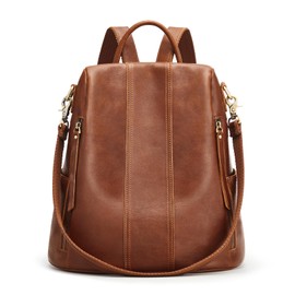 S-ZONE Leather Backpack Purses for Women Antitheft Soft Rucksack Ladies Shoulder Bag Medium