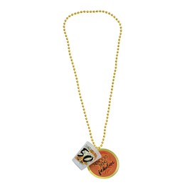 Pavilion Gift Company 50th Birthday Shot Glass Necklace, 1.75 Oz, Orange