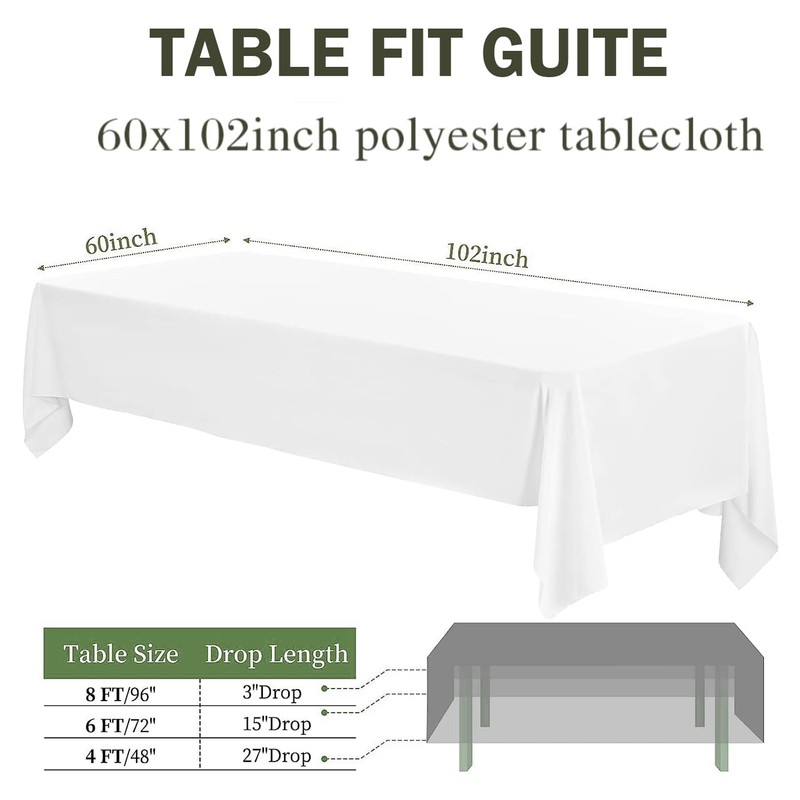 Vnituasr 2 Pack White Tablecloths Rectangle, 60 x 102 Inch