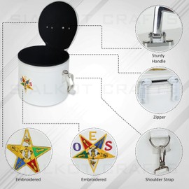 SialkotCrafts Masonic Premium Leather OES Fez Case With Free Cotton Gloves - Order of Eastern Star White Fez Cap Case For OES Sisters With Strap For Hanging on Shoulder And Premium Cotton gloves