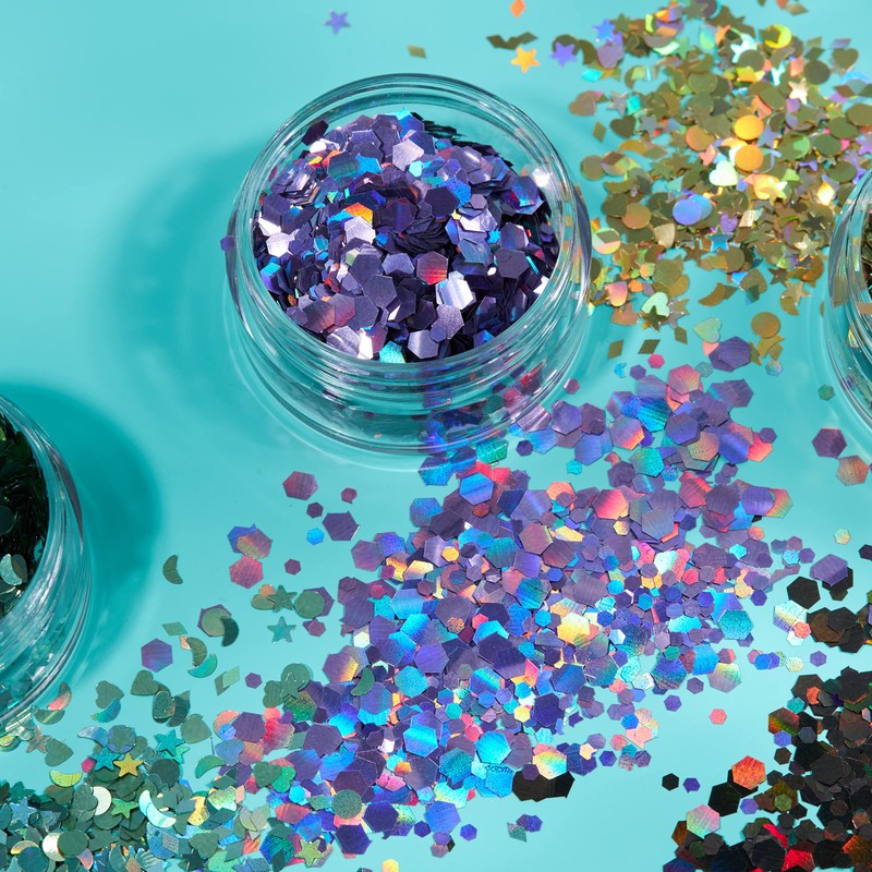 Moon Glitter Holographic Glitter Shapes - 100% Cosmetic Glitter for