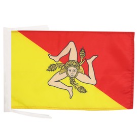 Sicily Flag 18'' x 12'' cords - Italy - Sicilian SMALL flags 30 x 45cm - Banner 18x12 in - AZ FLAG