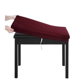 BUYUE Luxury Piano Bench Cover, (20"- 27") L x (11.8"- 15.7") W Stretch Jacquard Washable Rectangle Dressing Stool Slipcover (S, Burgundy)