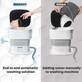 Minanov Mini Portable Washing Machine - Collapsible/Foldable Washing Machine with 3 Modes Cleaning for Baby clothes, Socks, Underwear - Portable Mini Washer for Dorm, Camping, RV, Travel