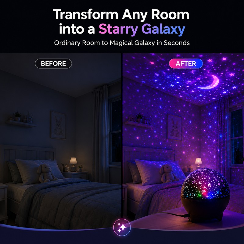 Star Galaxy Projector Night Light for Kids’ Rooms – USB