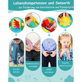 Busy Board Activity Game from 1 2 3 4 Years, Montessori Book Toy, Motor Skills Sensory Learning Toy Children Baby Toddler Children's Games Gift, Quiet Book Travel Games Activity on the Plane Car