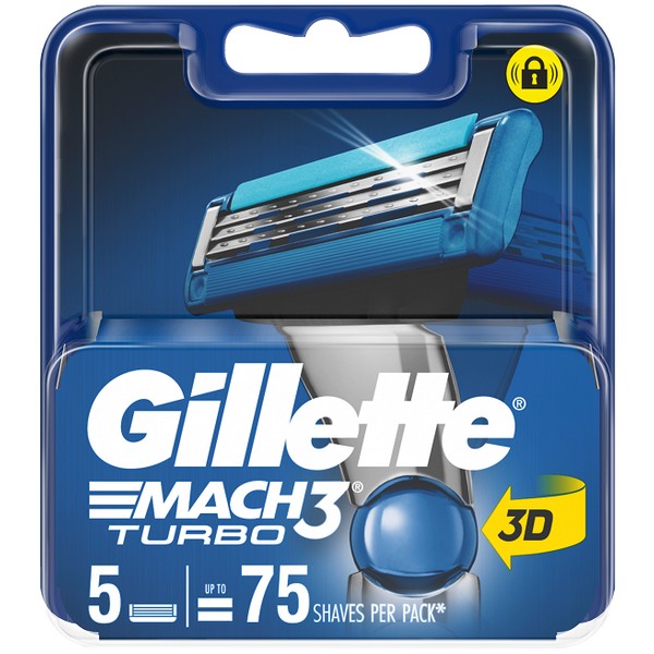 Gillette Mach3 Turbo Razor Cartridges - 5 Pack