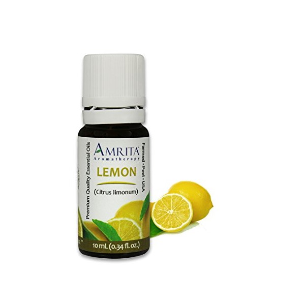 Amrita Aromatherapy Lemon Essential Oil, 100% Pure Undiluted Citrus limonium, Therapeutic Grade, Premium Quality Aromatherapy Oil, Tested & Verified, 60ML