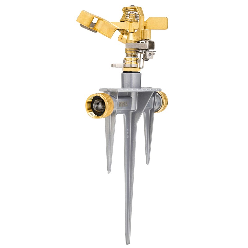 Morvat 1/2 Inch Brass Impact Sprinkler, Adjustable 0-360 For Watering