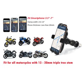 evomosa Motorcycle Mobile Phone Mount Mobile Phone Holder Adjustable Size Fit on All Motorcycles with Holes Fixing Device