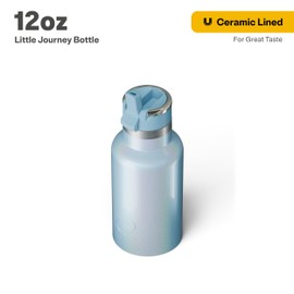 RTIC Little Journey Bottle with Straw, Insulated, Stainless Steel, Metal, Double Wall Vacuum-Insulation, Ceramic-Lined, Leak-Proof Lid, BPA-Free Water Flask for Sports, Travel, RTIC Ice Glitter