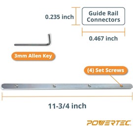 POWERTEC Track Saw Guide Rail Accessory Kit for Festool, Makita and DeWalt, Includes 55" Guide Rail Splinter Guard Replacement Strip, 2PK 7" Track Saw Clamps and 2PK Guide Rail Connectors (72046)
