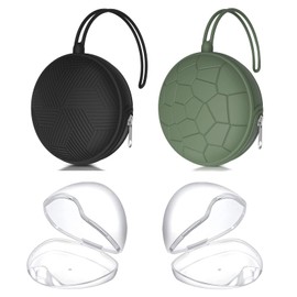 Smlpuame Juego de 4 fundas para chupetes, 2 fundas de silicona portátiles para chupetes, bolsa para pañales, carro de bebé con 2 cajas transparentes de almacenamiento para chupetes, fácil de limpiar, (verde + negro)