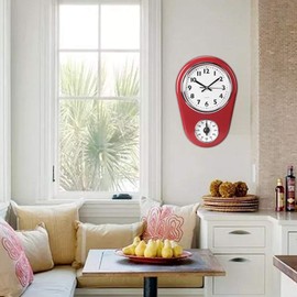 Fdit Wall Clock, Decorative Clock Red Kitchen Timer, Wall Decoration for Living Room Office Bedroom for Kitchen