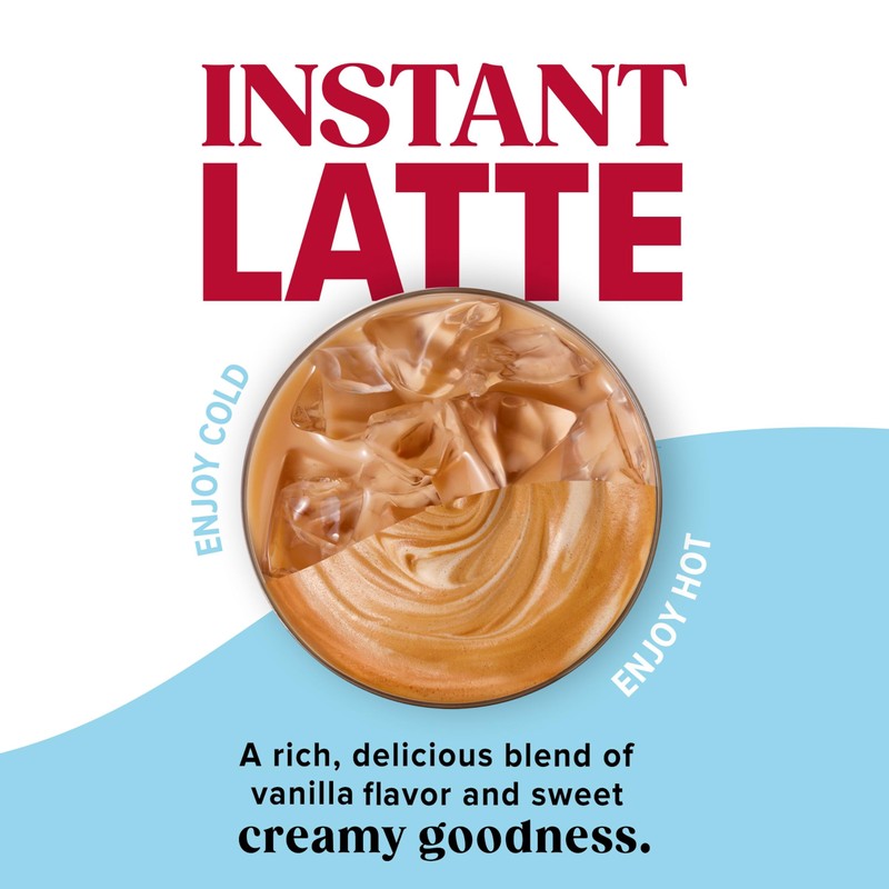 Folgers French Vanilla Flavored Instant Latte, 16 Ounce (Pack of