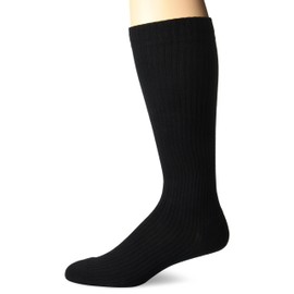MD USA Ribbed Cotton Compression Socks with Cushion Soles, Black, Large