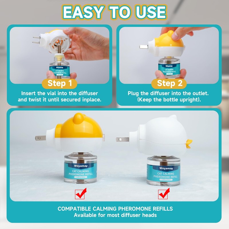 Woyamay Cat Calming Diffuser Refills - 4 Pack Cat Pheromones