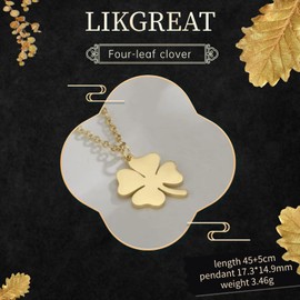 LIKGREAT Four Leaf Clover Pendant Necklace Saint Patrick's Day Necklaces Heart Shaped Clover Charm Irish Lucky Amulet Stainless Steel Jewellery Gifts for Women Girls, Stainless Steel, No Gemstone