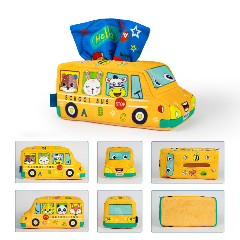 Baby Tissue Box Toy Plush Simulation Learning Finger Exercise Sensory