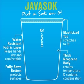 Sok It JavaSok Iced Coffee & Cold Soda Insulated Neoprene Cup Sleeve (Beach Life, Large: 30-32oz)