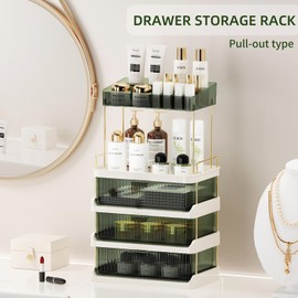 STORICANS Makeup Organizer for Vanity,with 3 Drawers and Removable Vanity Tray,Large Capacity Skincare Organizers,Bathroom Countertop Organizer for Cosmetics, Perfume, Skincare