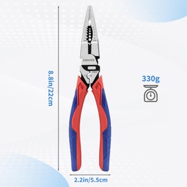 5-in-1 Needle Nose Pliers with Wire Cutter Stripper and Crimper Multifunction Compound Long Nose Pliers Heavy Duty Pliers for Electrician and Homes