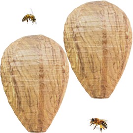 MUNSKT Pack of 2 Wasp Nest Dummy Weatherproof Hornet Nest Dummy Wasps Durable Repel Preventive Against Wasp Wasp Artificial Nest Repel Bees Hornets Hanging for