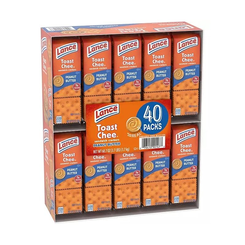 Lance Toast Chee Peanut Butter Sandwich Crackers, (40 Count) Bulk