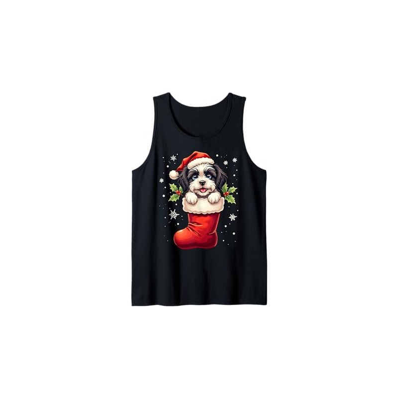Havanese Christmas Stocking Puppy Dog Lover Holiday Tank Top