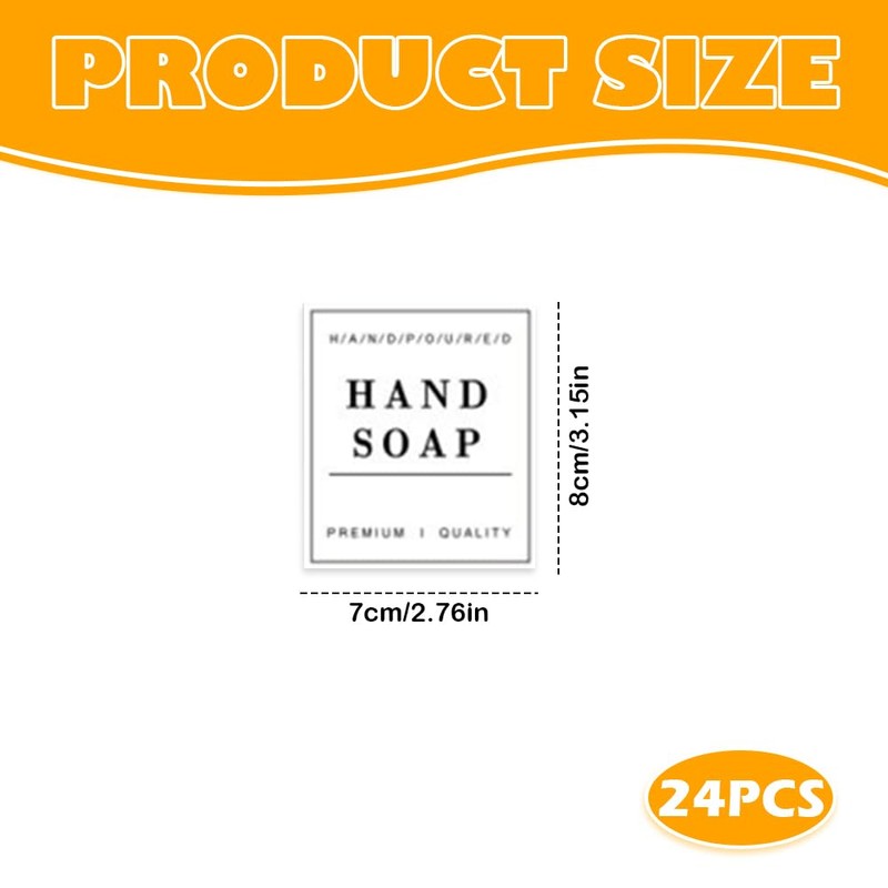 24 Pcs Waterproof Soap & Lotion Labels - Reusable Stickers