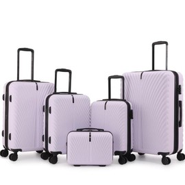UIIMIII 5 Piece Luggage Set with Hard-Shell, Expandable, Lightweight, 360° Spinner Wheels & TSA Lock:_Green