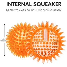 3 Pack Dog Squeaky Toys Spike Ball, TPR Dog Toy Balls Eco-Friendly Natural Rubber TPR Dog Toy Balls Dog Chew Toys for Small Dogs Puppy Teething Toys Training pet Toys