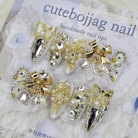 Luxury Christmas handmade nail tips - Almond S / 럭셔리 크리스마스 수제네일팁 - 아몬드S