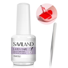 Saviland Látex líquido para uñas, 15 ml, barrera de esmalte de uñas, cinta de látex para uñas, protector de cutículas, protector de barrera para la piel, esmalte de gel con pinzas para salón de uñas, hogar y bricolaje