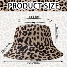 LUKIUP Reversible Leopard Print Fishing Hat Women Men Summer Sun Hat Foldable Bucket Hat Fishing Hat with Sun Protection for Summer, Holiday, Hiking, Beach, Shopping (Black + Grey)
