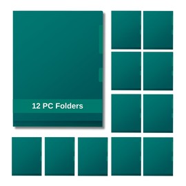 Winnable 12 Pack Poly Folders, Letter Size Files, 50-Sheet Capacity – Transparent Green