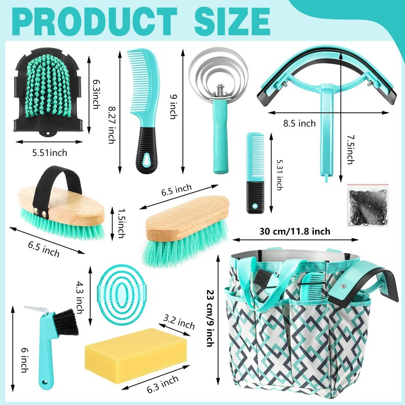 Abbylike 12 Piece Horse Grooming Kit with Organizer Tote Bag