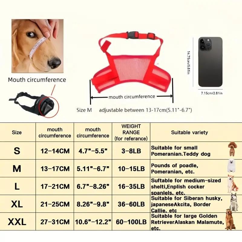 Dog Muzzles to Prevent Biting,Adjustable Dog Muzzle, Breathable Mesh with