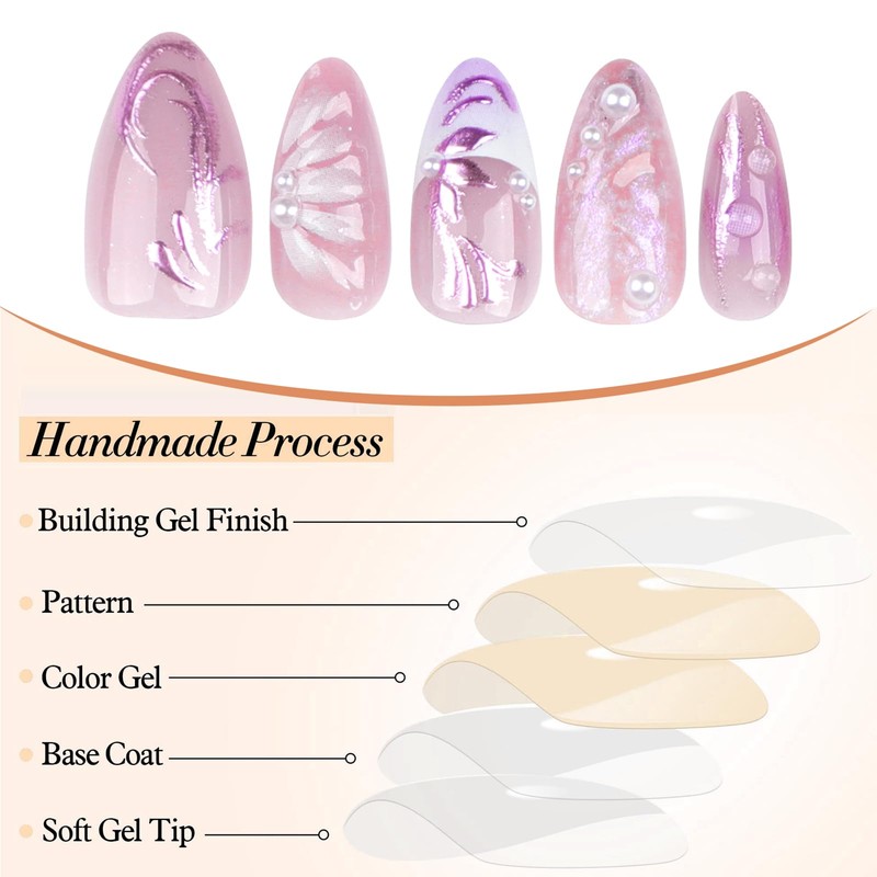 GlamRays 3D Press on Nails Hand Finished Fake Nails With