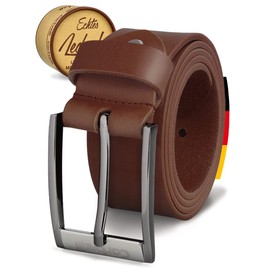 Cartvelli Business Leather Belt Men's 35 mm Made in Germany with Gift Box - Genuine Leather Belt for Suit, Jeans, Chino, cognac brown