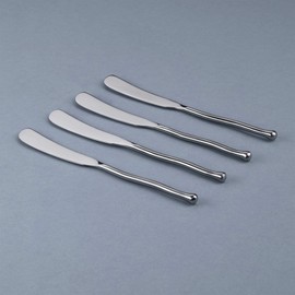 Gourmet Settings 4-Piece Spreader Knife Set Exotique Platinum Collection, Polished/Matte Stainless Steel, Cheese and Butter Spreading Knives, Dishwasher Safe, - Cheese and Butter Spreading Knives, Dishwasher Safe (34-105)